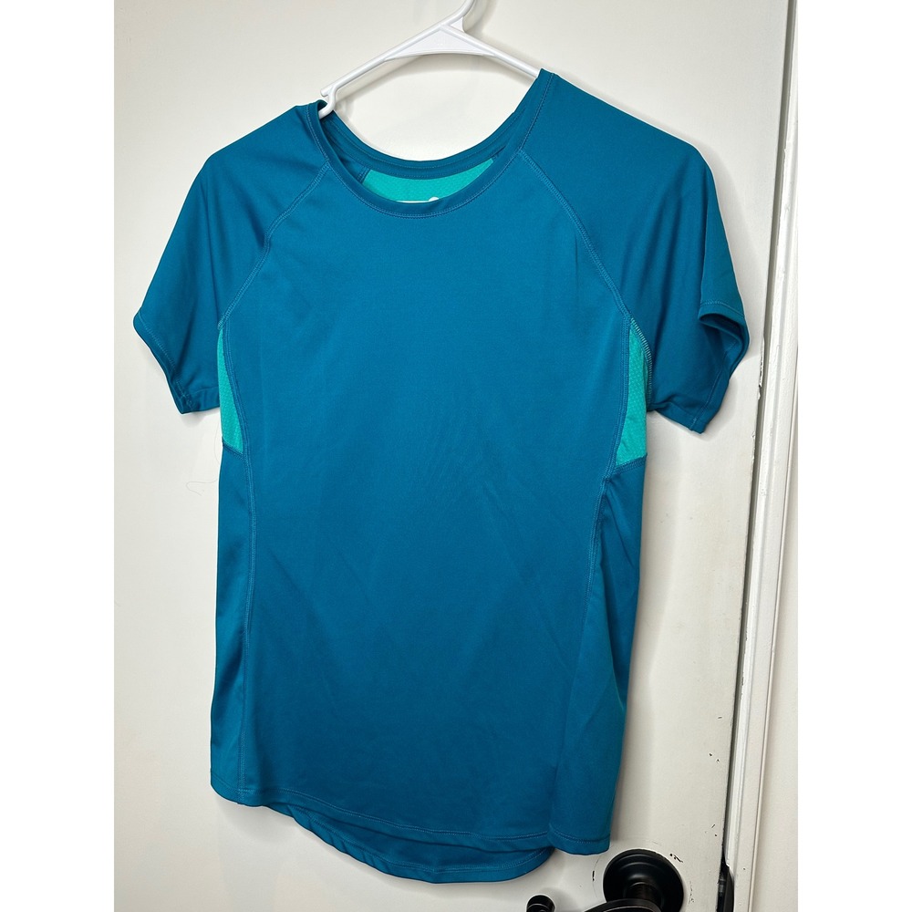 Old Navy Active Womens Teal Blue Mesh Panel Semi-Fitted Workout T-Shirt Small